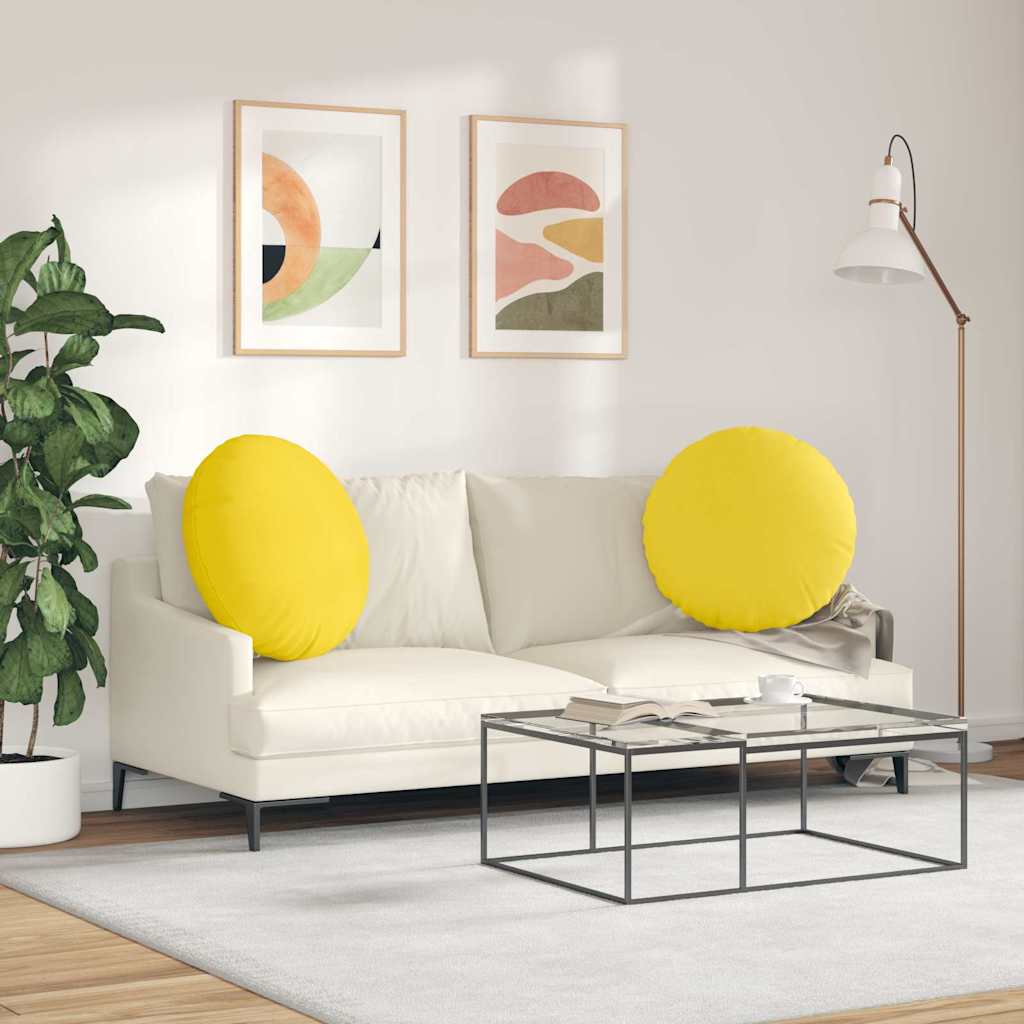 Cuscini per Seduta 2 pcs Giallo Chiaro Ø80 x 29 cm Tessuto | homemem39
