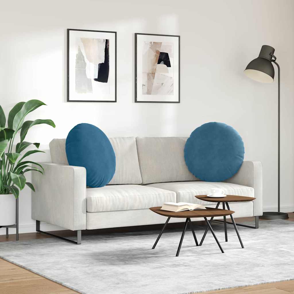 Cuscini per Seduta 2 pcs Blu Ø 80 x 29 cm Velluto | homemem39