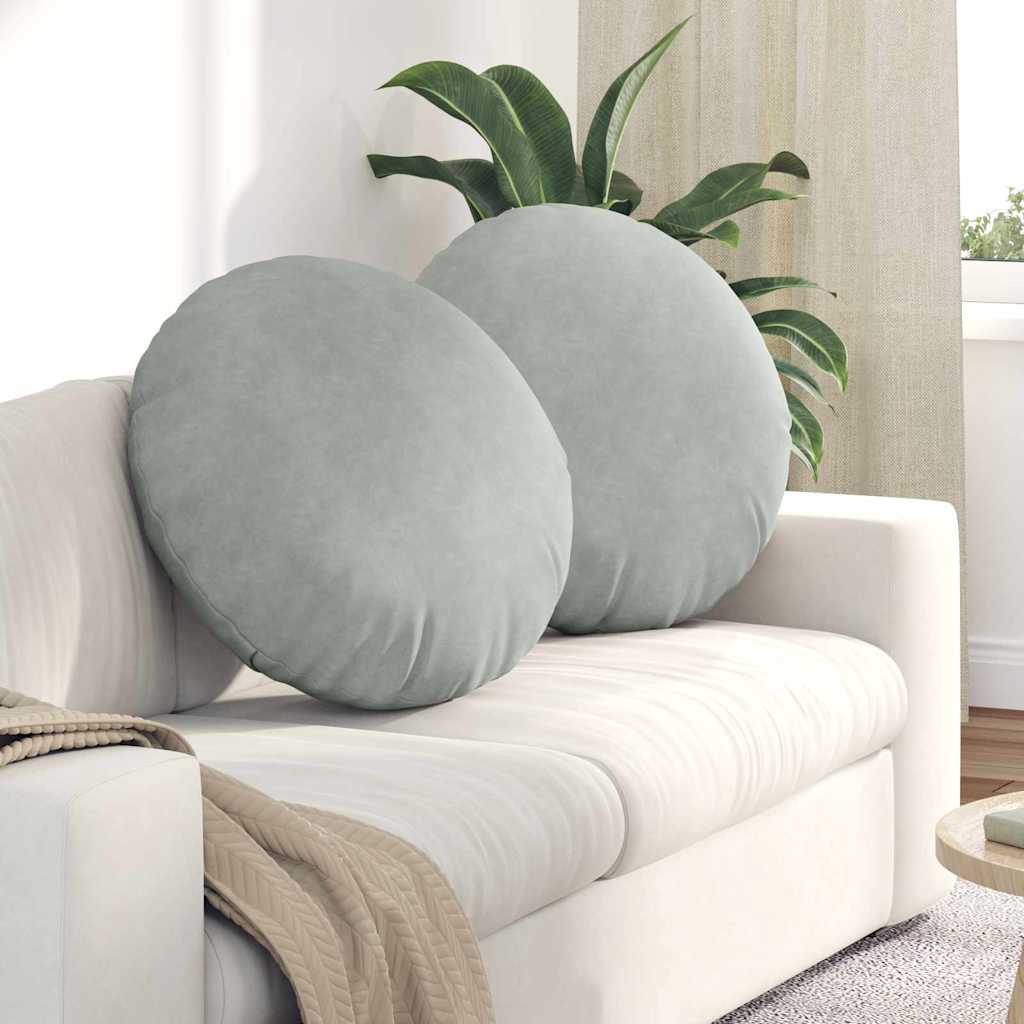 Cuscini per Seduta 2 pcs Grigio chiaro Ø 40 x 13 cm Velluto | homemem39