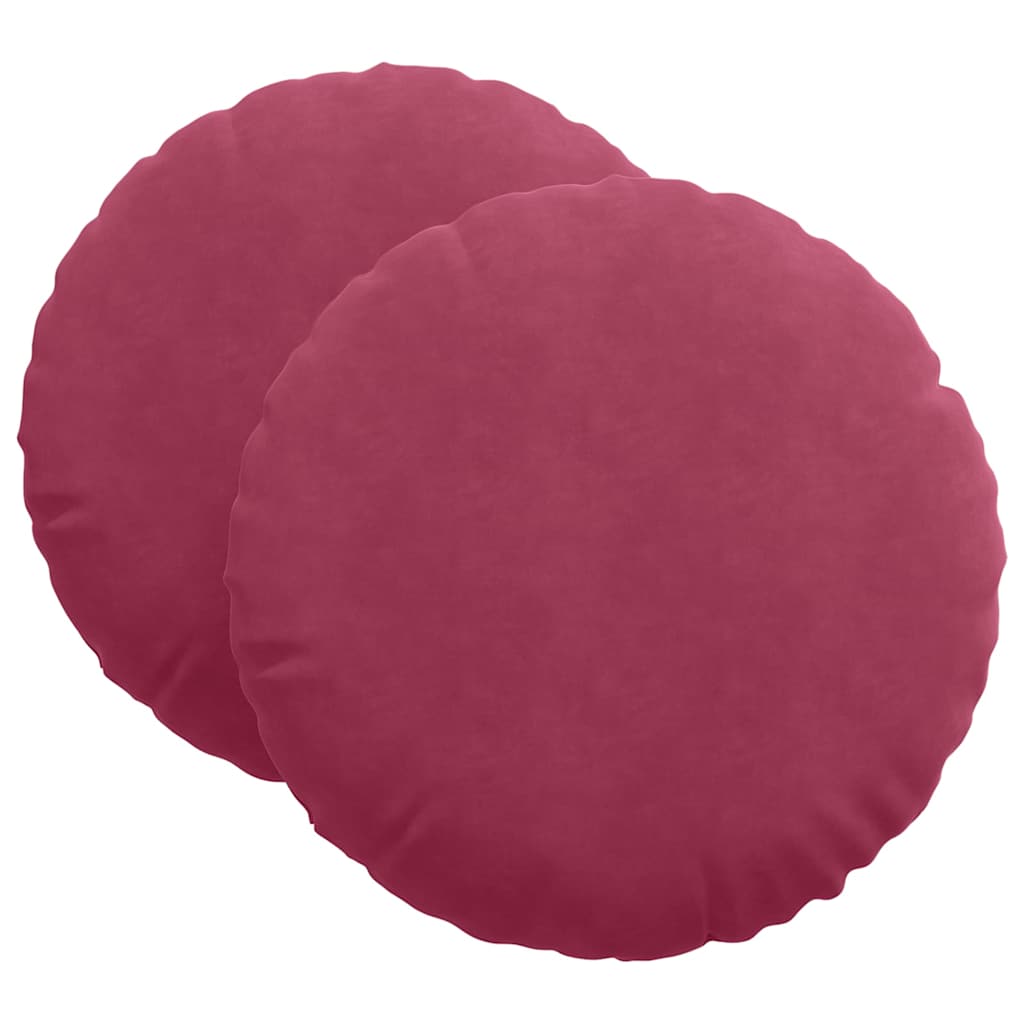 Cuscini per Seduta 2 pcs Rosso Vino Ø 80 x 29 cm Velluto | homemem39