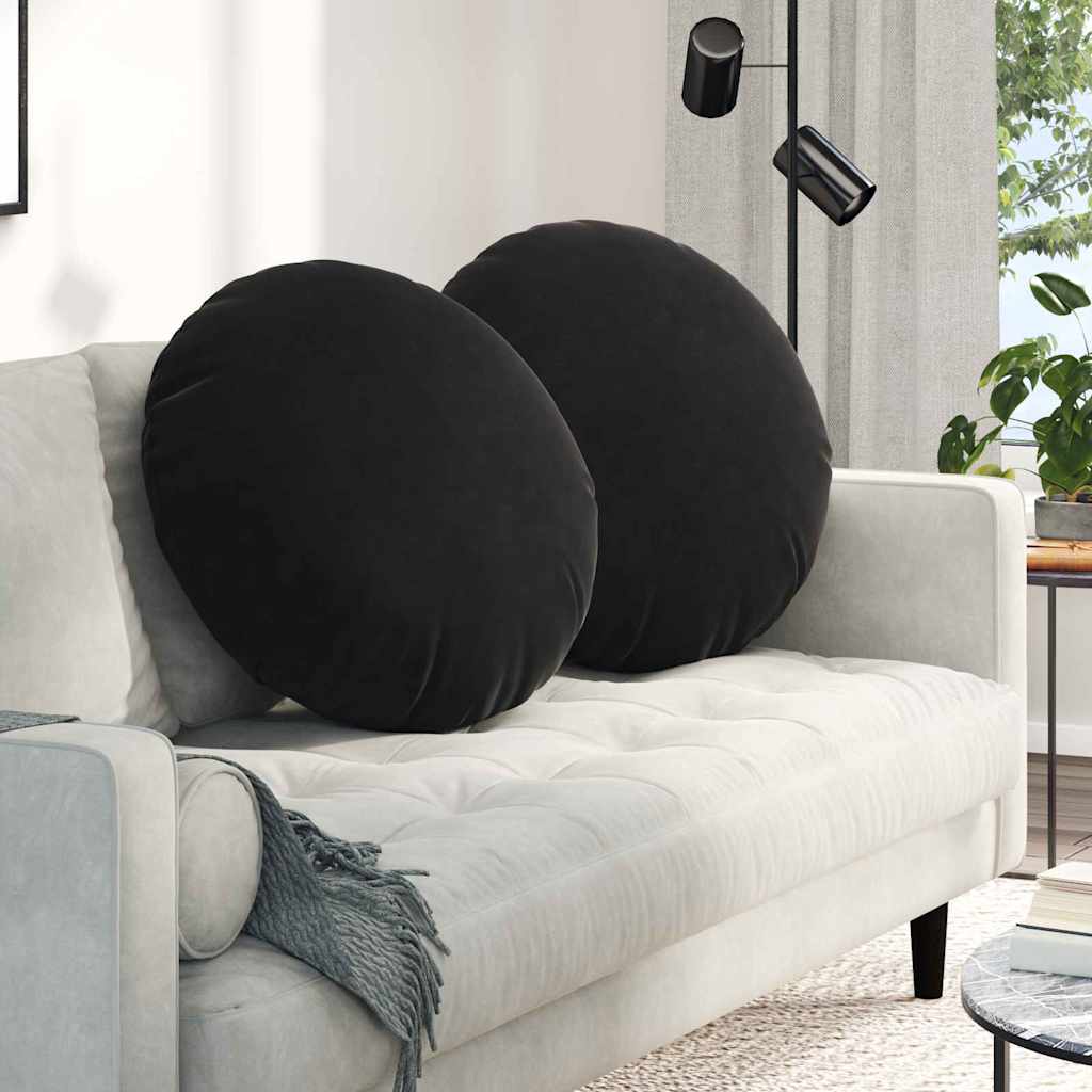 Cuscini per Seduta 2 pcs Nero Ø 80 x 29 cm Velluto | homemem39