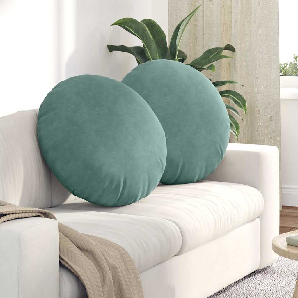 Cuscini per Seduta 2 pcs Verde Mare Ø 40 x 13 cm Velluto | homemem39