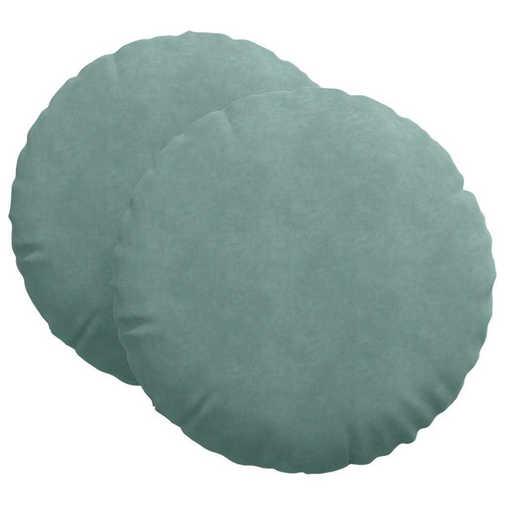 Cuscini per Seduta 2 pcs Verde Mare Ø 40 x 13 cm Velluto | homemem39