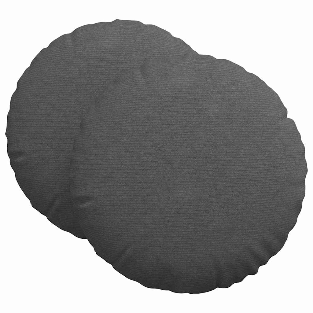 Cuscini per Seduta 2 pcs Grigio scuro Ø 80 cm Tessuto in Cords | homemem39