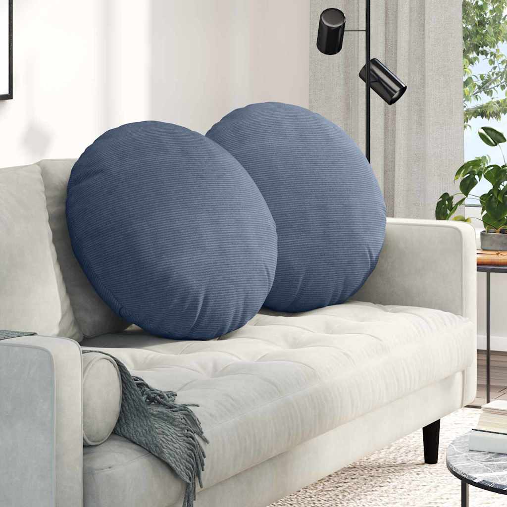 Cuscini per Seduta 2 pcs Blu Ø 80 cm Tessuto in Cords | homemem39
