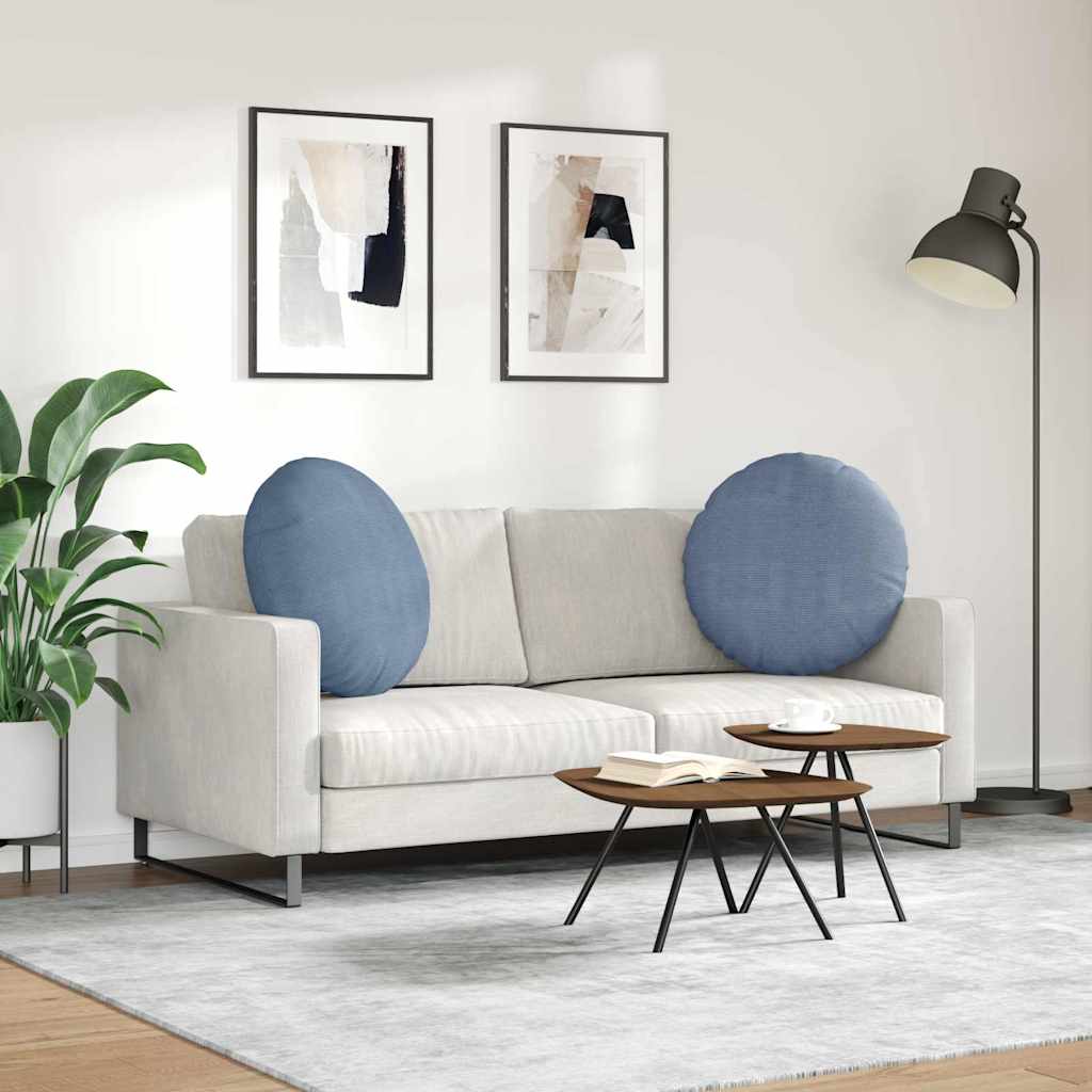Cuscini per Seduta 2 pcs Blu Ø 80 cm Tessuto in Cords | homemem39