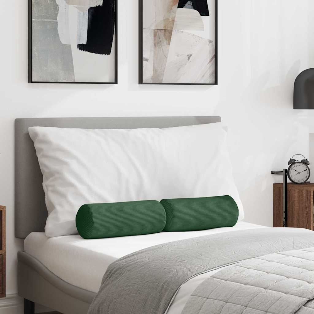 Cuscini a rullo 2 pcs Verde Scuro Ø 15 x 40 cm Tessuto in Cords | homemem39