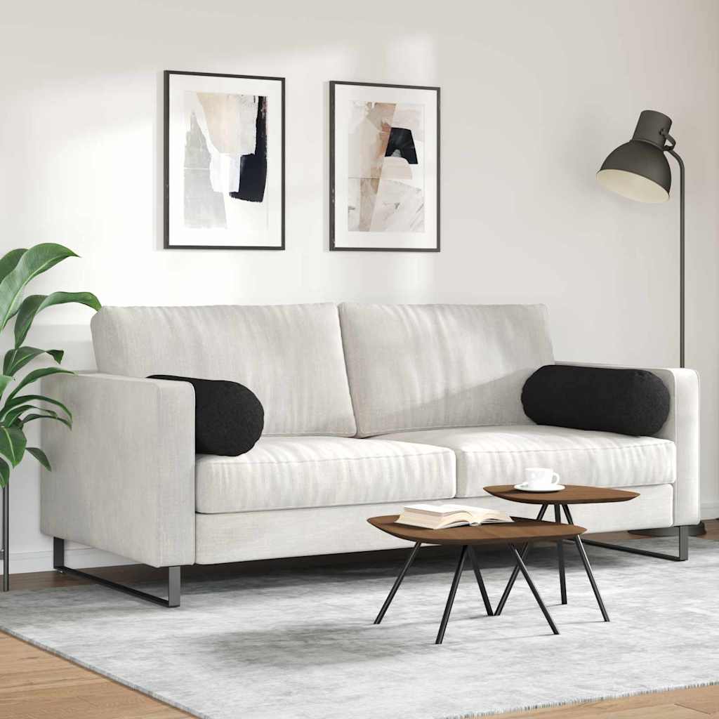 Cuscini a rullo 2 pcs Nero Ø 25 x 70 cm Tessuto | homemem39