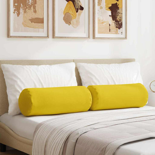 Cuscini a rullo 2 pcs Giallo Chiaro Ø 25 x 70 cm Tessuto | homemem39