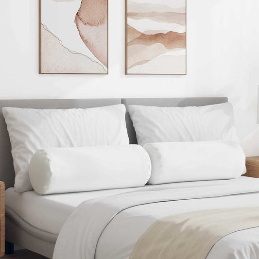Cuscini a rullo 2 pcs Bianco Ø 25 x 70 cm Tessuto | homemem39