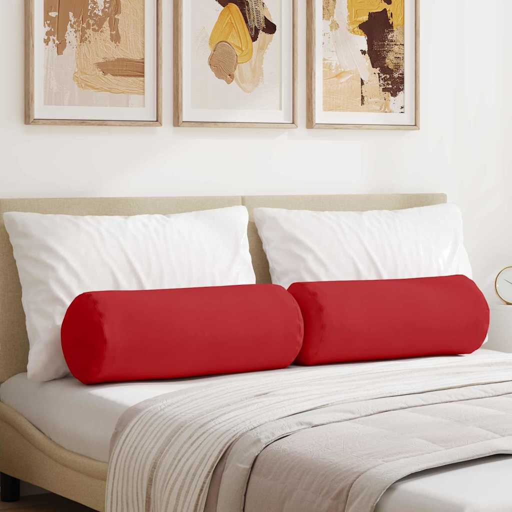 Cuscini a rullo 2 pcs Rosso Ø 25 x 70 cm Tessuto | homemem39