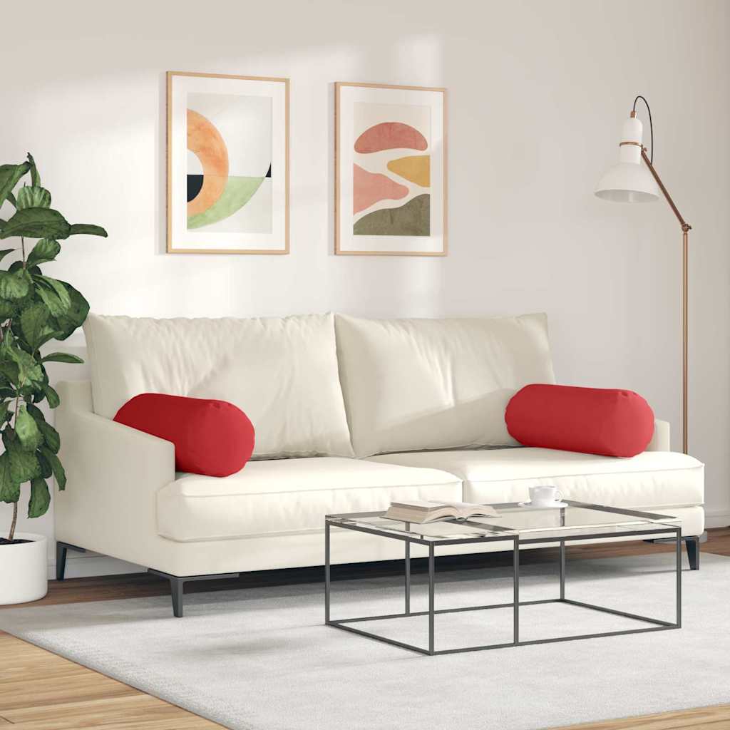 Cuscini a rullo 2 pcs Rosso Ø 25 x 70 cm Tessuto | homemem39