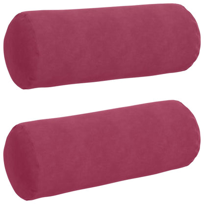 Cuscini a rullo 2 pcs Rosso Vino Ø 25 x 70 cm Tessuto in Cords | homemem39