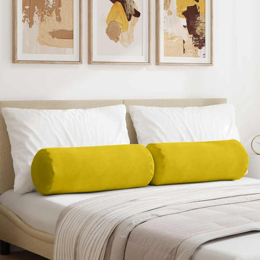 Cuscini a rullo 2 pcs Giallo Ø 25 x 70 cm Tessuto in Cords | homemem39