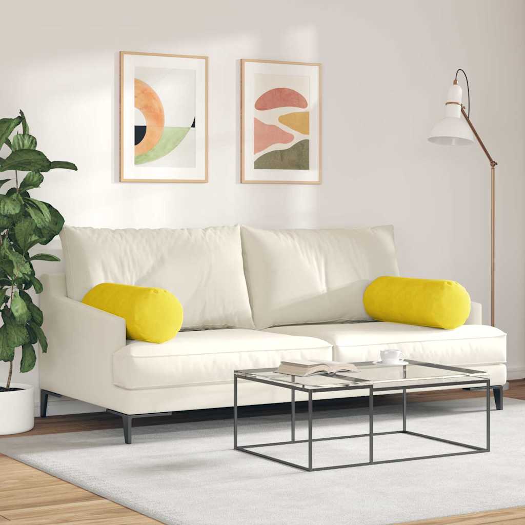 Cuscini a rullo 2 pcs Giallo Ø 25 x 70 cm Tessuto in Cords | homemem39