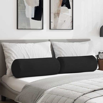 Cuscini a rullo 2 pcs Nero Ø 25 x 70 cm Tessuto in Microfibra | homemem39