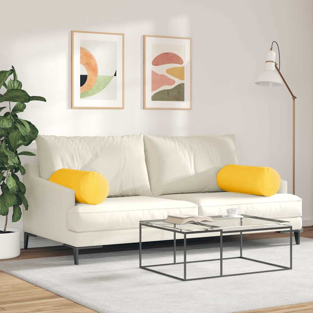 Cuscini a rullo 2 pcs Giallo Chiaro Ø 25 x 70 cm | homemem39
