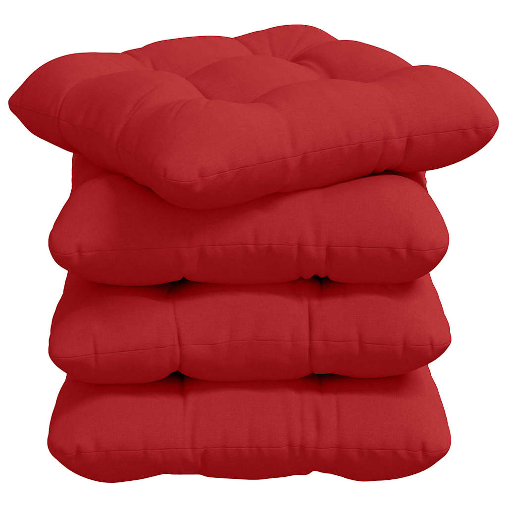 Cuscini per Seduta 4 pcs Rosso 40 x 40 x 12 cm Tessuto | homemem39