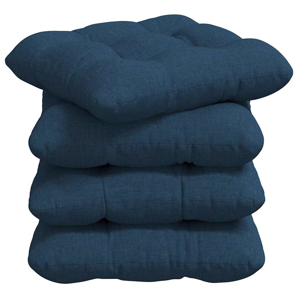 Cuscini per Seduta 4 pcs Blu 45 x 45 x 12 cm Tessuto | homemem39