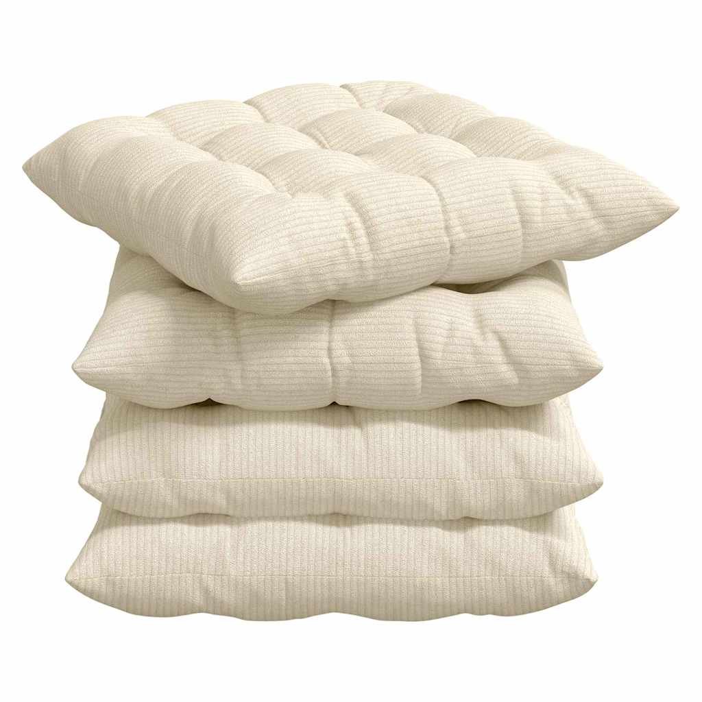 Cuscini per Seduta 4 pcs Crema 40 x 40 x 6 cm Tessuto in Cords