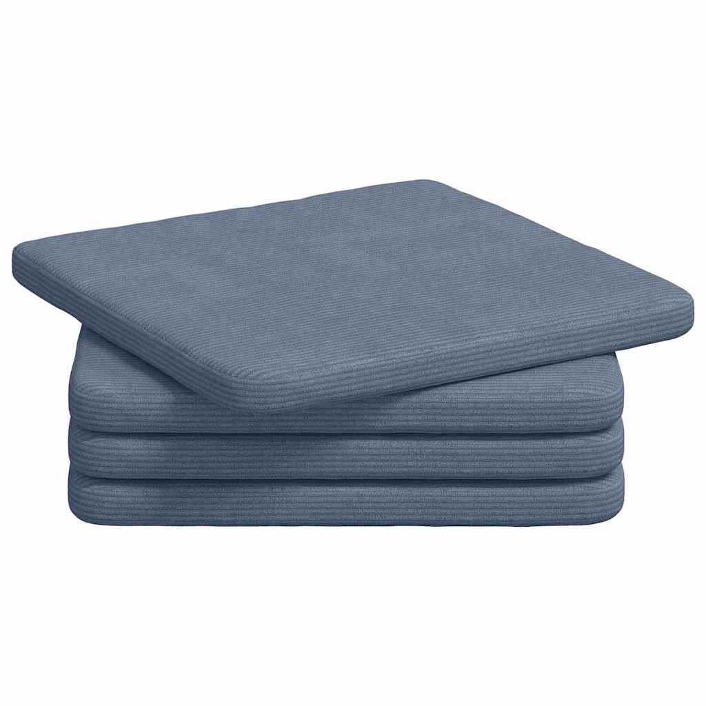 Cuscini per Seduta 4 pcs Blu 40 x 40 x 3 cm Tessuto in Cords | homemem39