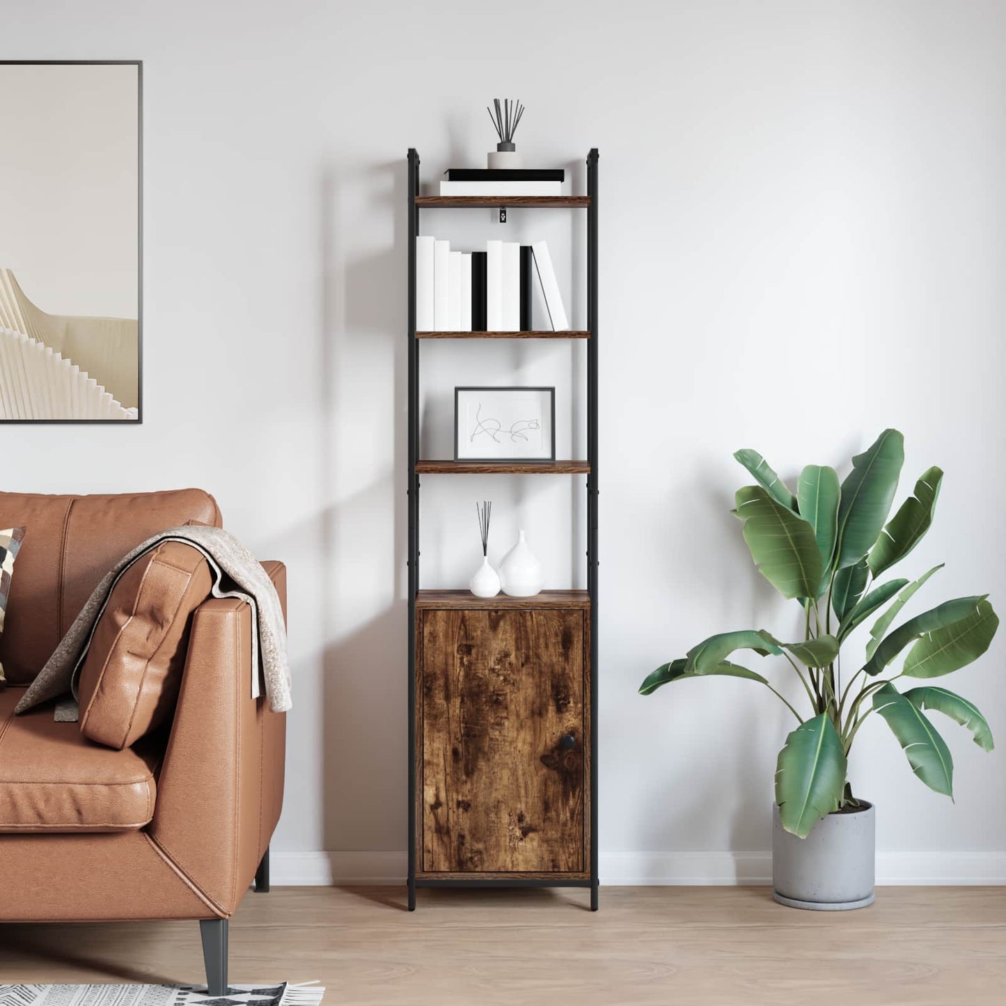Armadio per Libri Rovere fumé 40 x 24 x 161 cm | homemem39