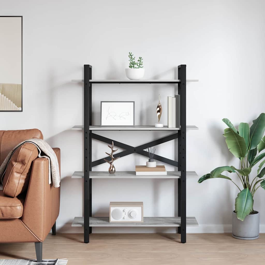 Libreria Grigio Sonoma 100 x 33,5 x 140 cm Legno multistrato