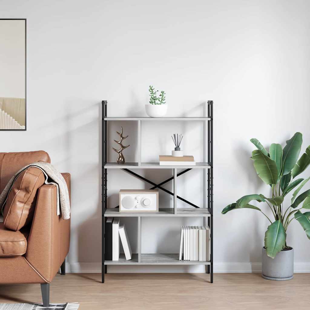 Libreria Grigio Sonoma 75 x 30 x 123,5 cm Legno multistrato | homemem39
