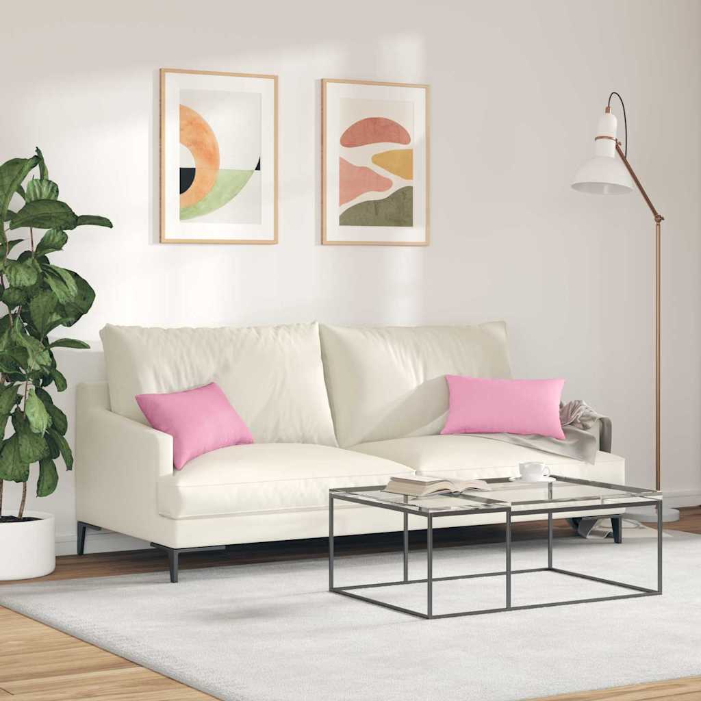 Cuscini da Divano 2 pcs Rosa 50 x 30 cm Tessuto | homemem39