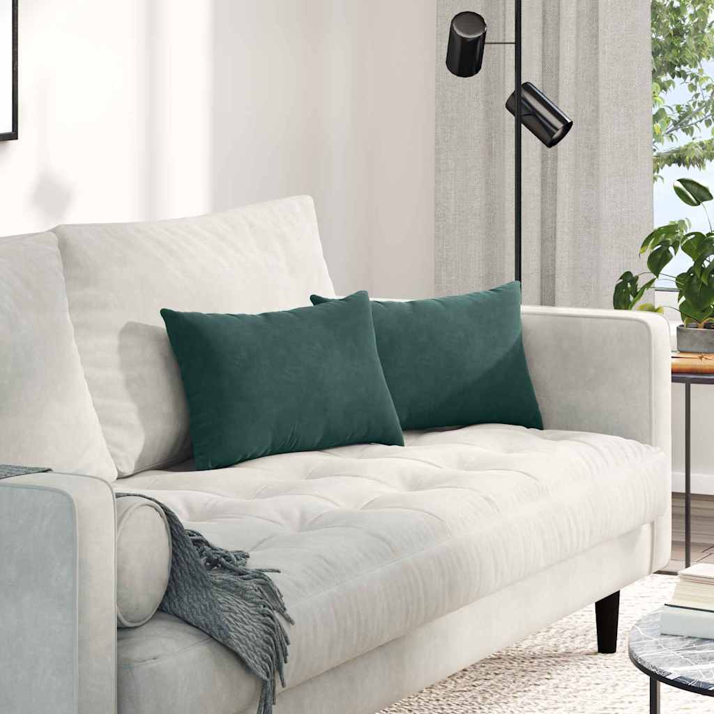 Cuscini da Divano 2 pcs Verde scuro 50 x 30 cm Tessuto in Cords | homemem39