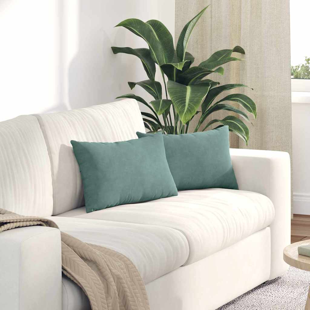 Cuscini da Divano 2 pcs Verde Mare 50 x 30 cm Tessuto in Cords | homemem39