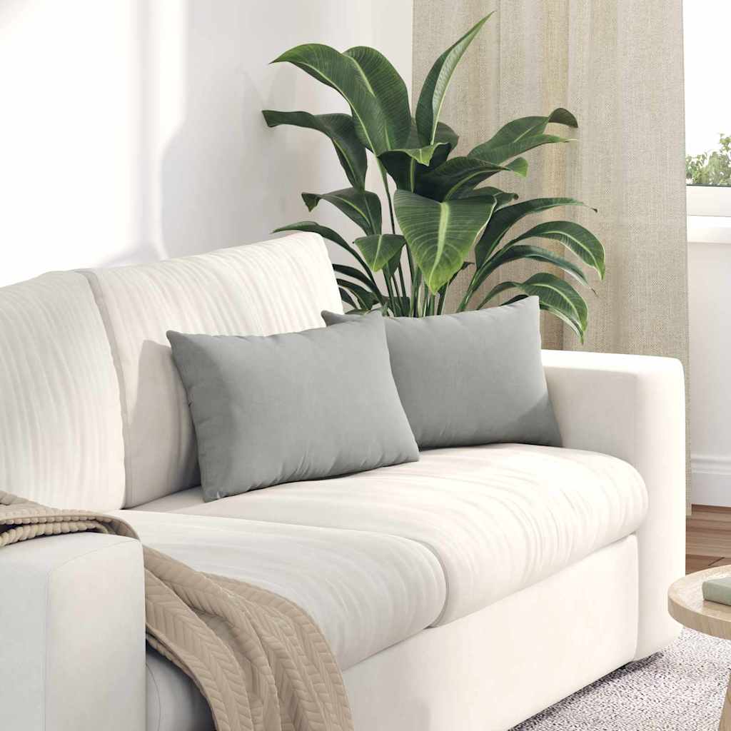 Cuscini da Divano 2 pcs Grigio chiaro 50 x 30 cm Tessuto | homemem39