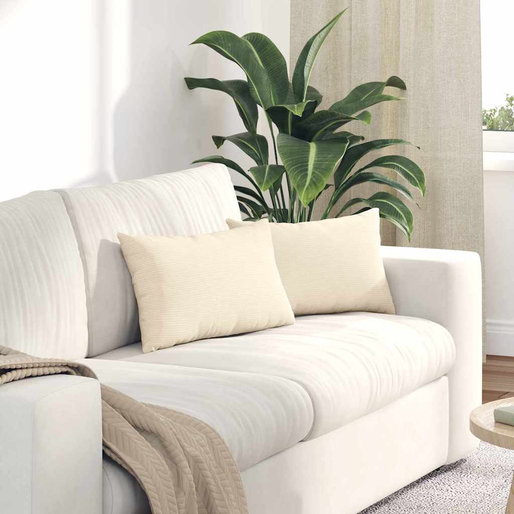 Cuscini da Divano 2 pcs Crema 50 x 30 cm Tessuto in Cords | homemem39