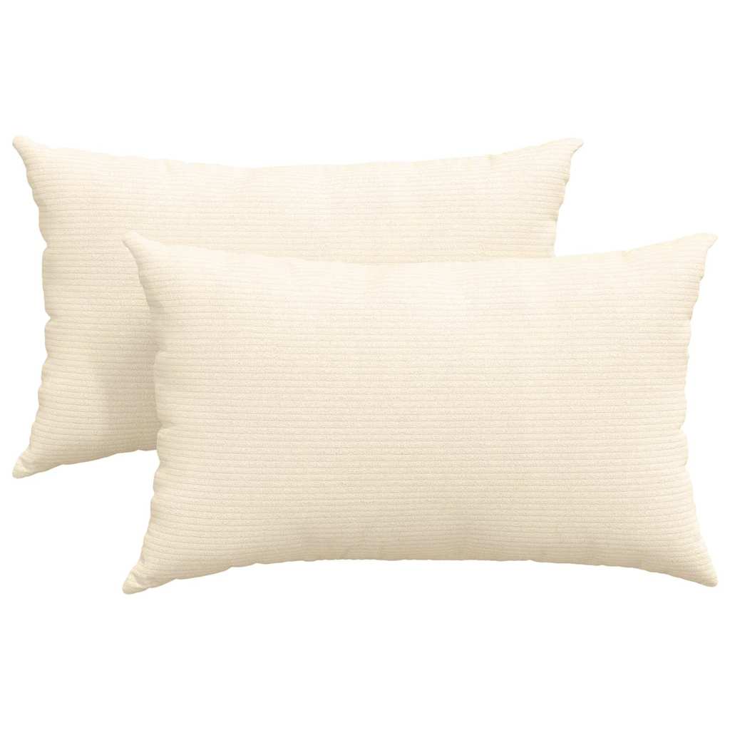 Cuscini da Divano 2 pcs Crema 50 x 30 cm Tessuto in Cords | homemem39