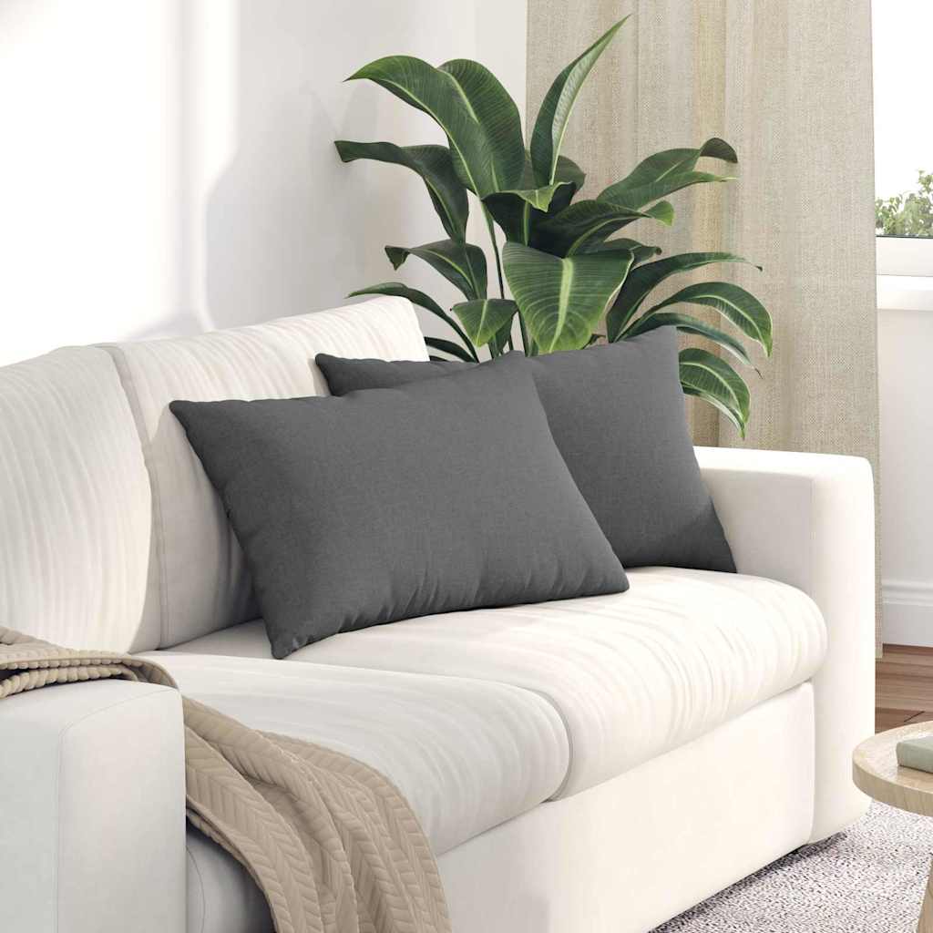Cuscini da Divano 2 pcs Grigio scuro 60 x 40 cm Tessuto | homemem39