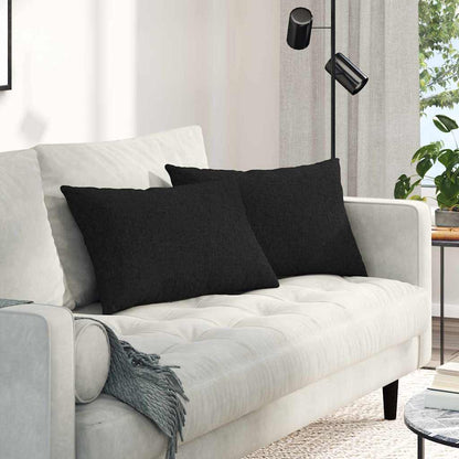Cuscini da Divano 2 pcs Nero 60 x 40 cm Tessuto | homemem39