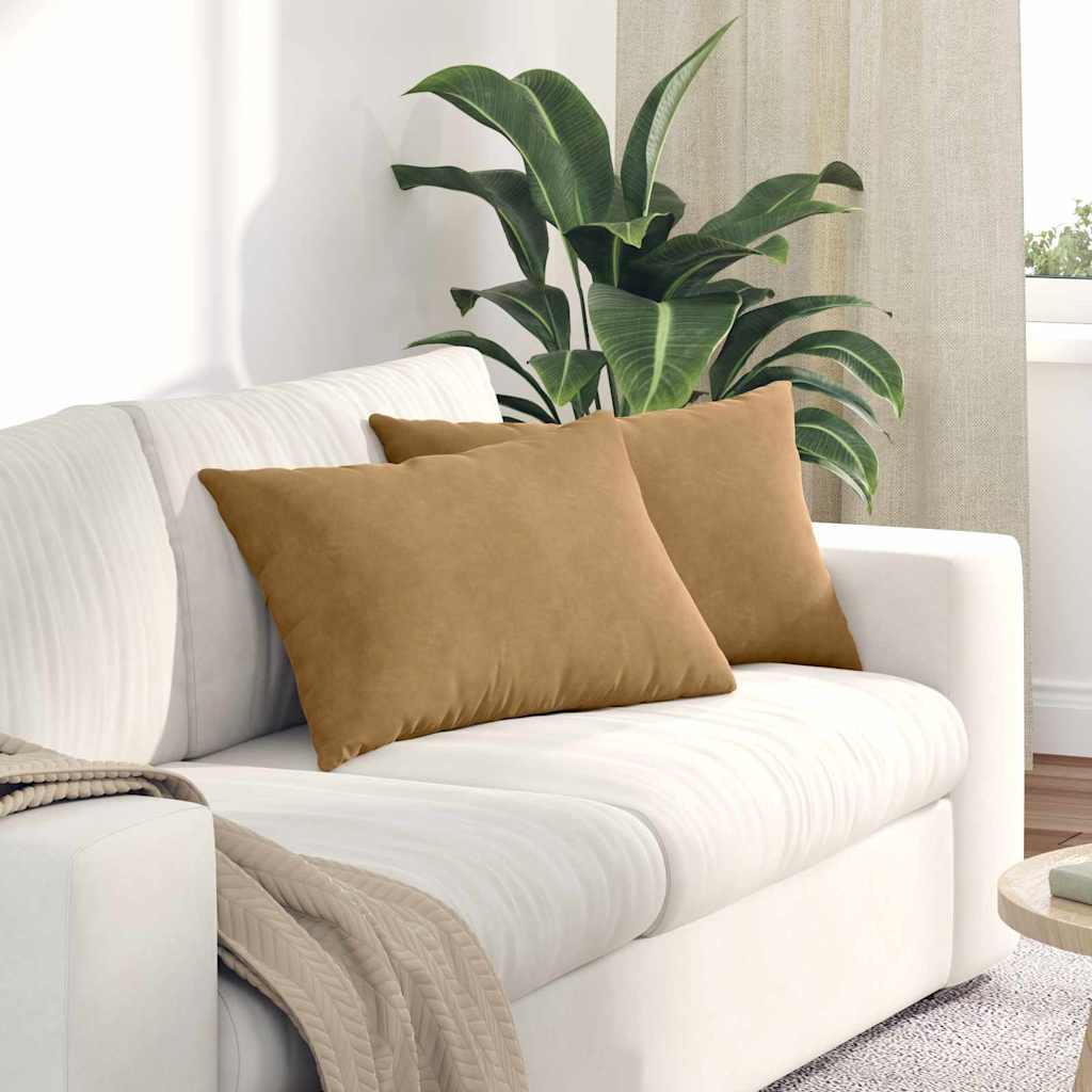 Cuscini da Divano 2 pcs Marrone 60 x 40 cm Tessuto in Cords | homemem39