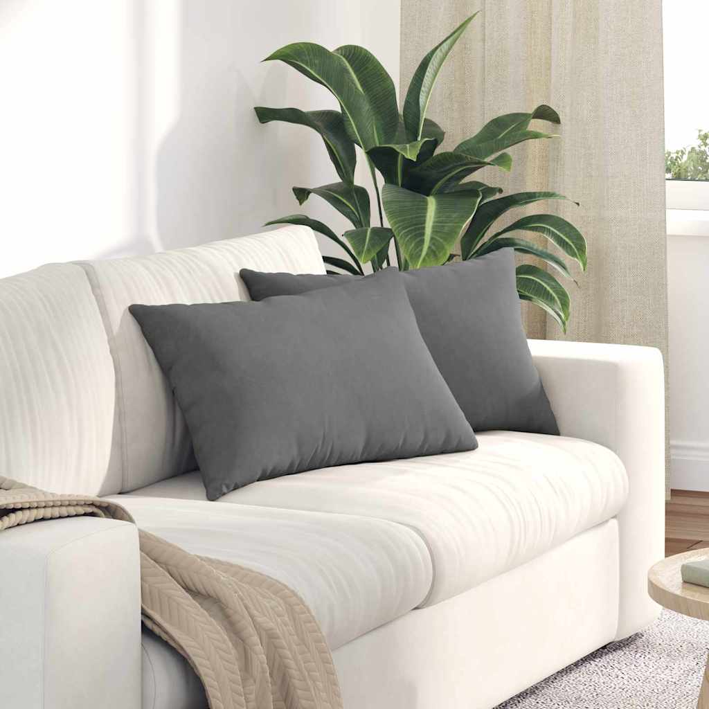 Cuscini da Divano 2 pcs Grigio scuro 60 x 40 cm Tessuto | homemem39