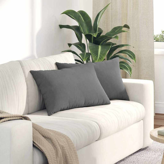 Cuscini da Divano 2 pcs Grigio scuro 60 x 40 cm Tessuto | homemem39
