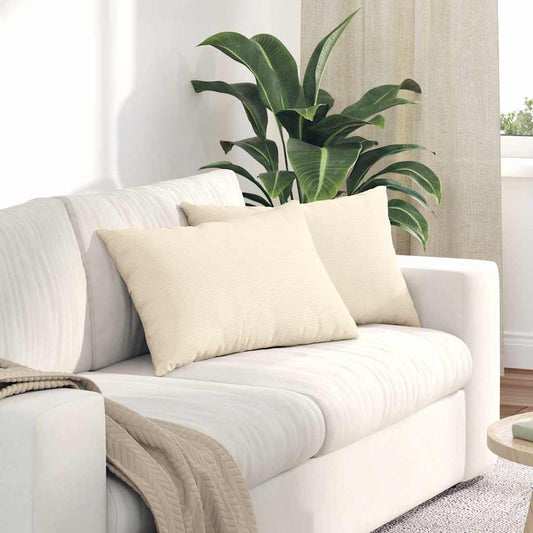 Cuscini da Divano 2 pcs Crema 60 x 40 cm Tessuto in Cords