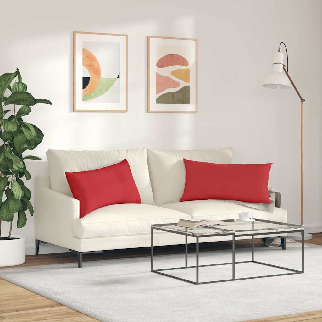 Cuscini da Divano 2 pcs Rosso 80 x 40 cm Tessuto | homemem39