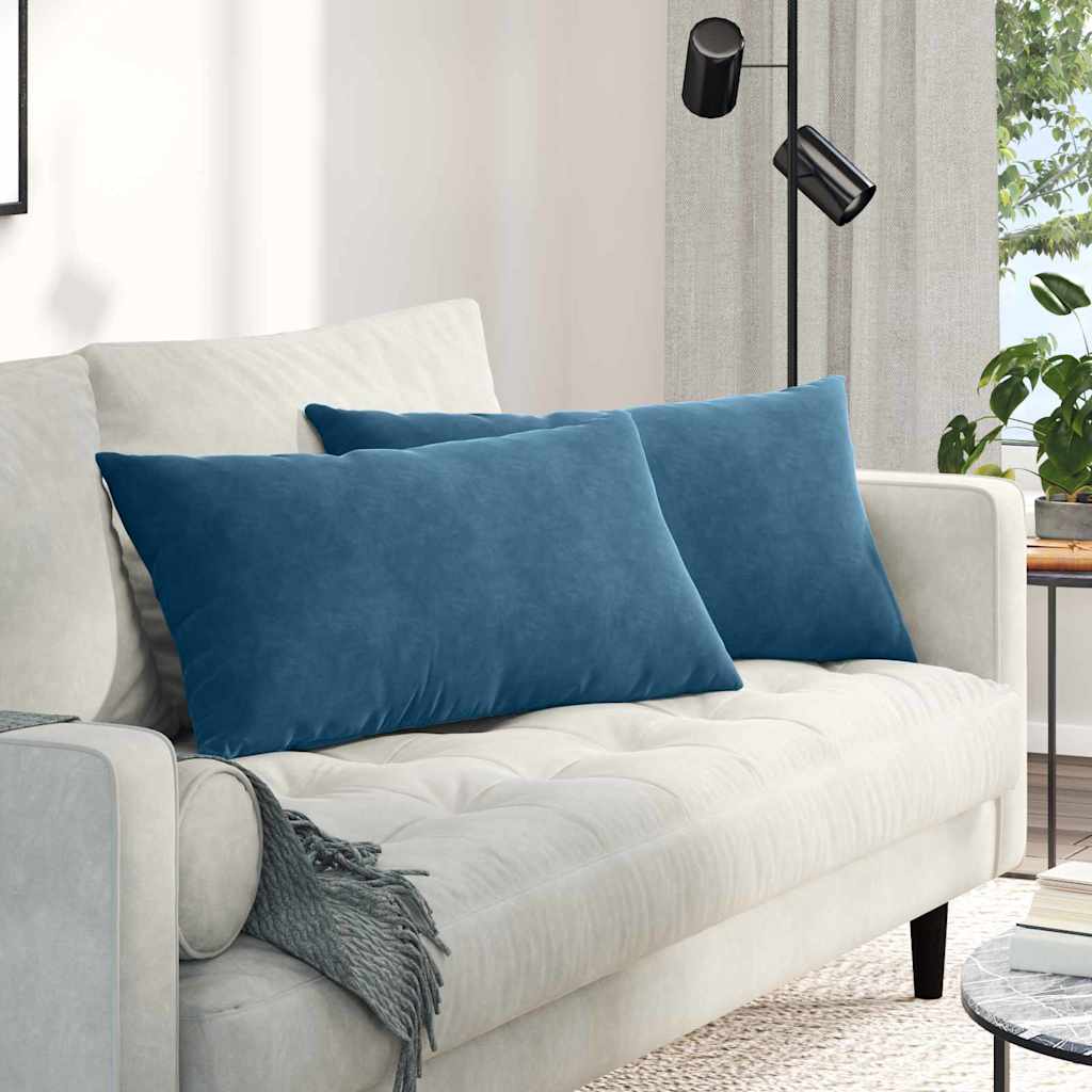 Cuscini da Divano 2 pcs Blu 80 x 40 cm Tessuto in Cords | homemem39