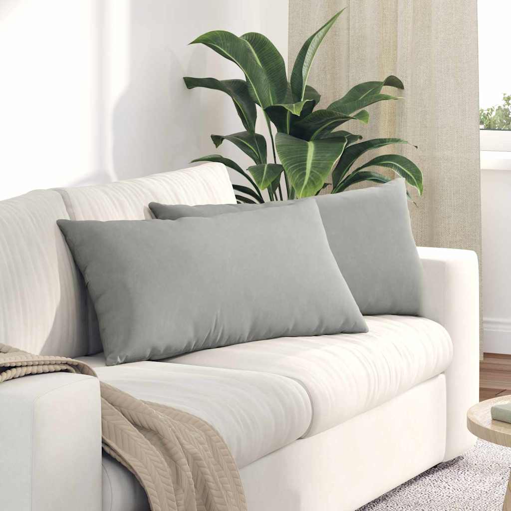 Cuscini da Divano 2 pcs Grigio chiaro 80 x 40 cm Tessuto | homemem39