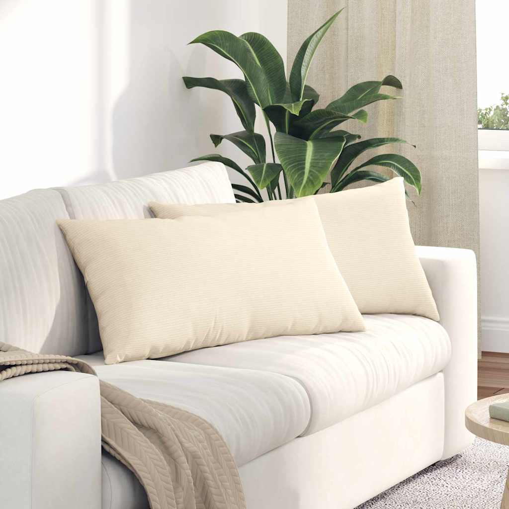 Cuscini da Divano 2 pcs Crema 80 x 40 cm Tessuto in Cords | homemem39