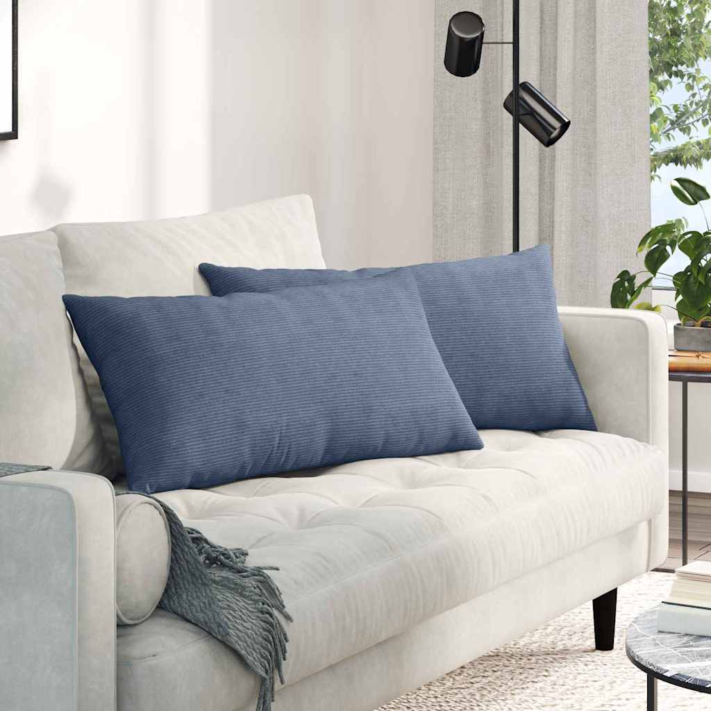 Cuscini da Divano 2 pcs Blu 80 x 40 cm Tessuto in Cords | homemem39