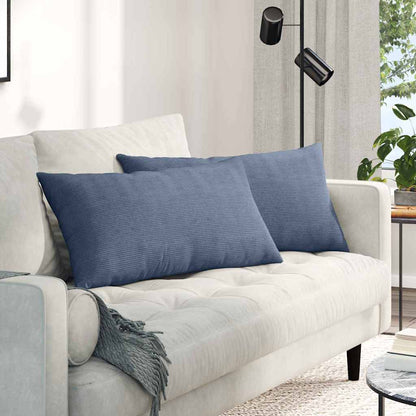 Cuscini da Divano 2 pcs Blu 80 x 40 cm Tessuto in Cords | homemem39