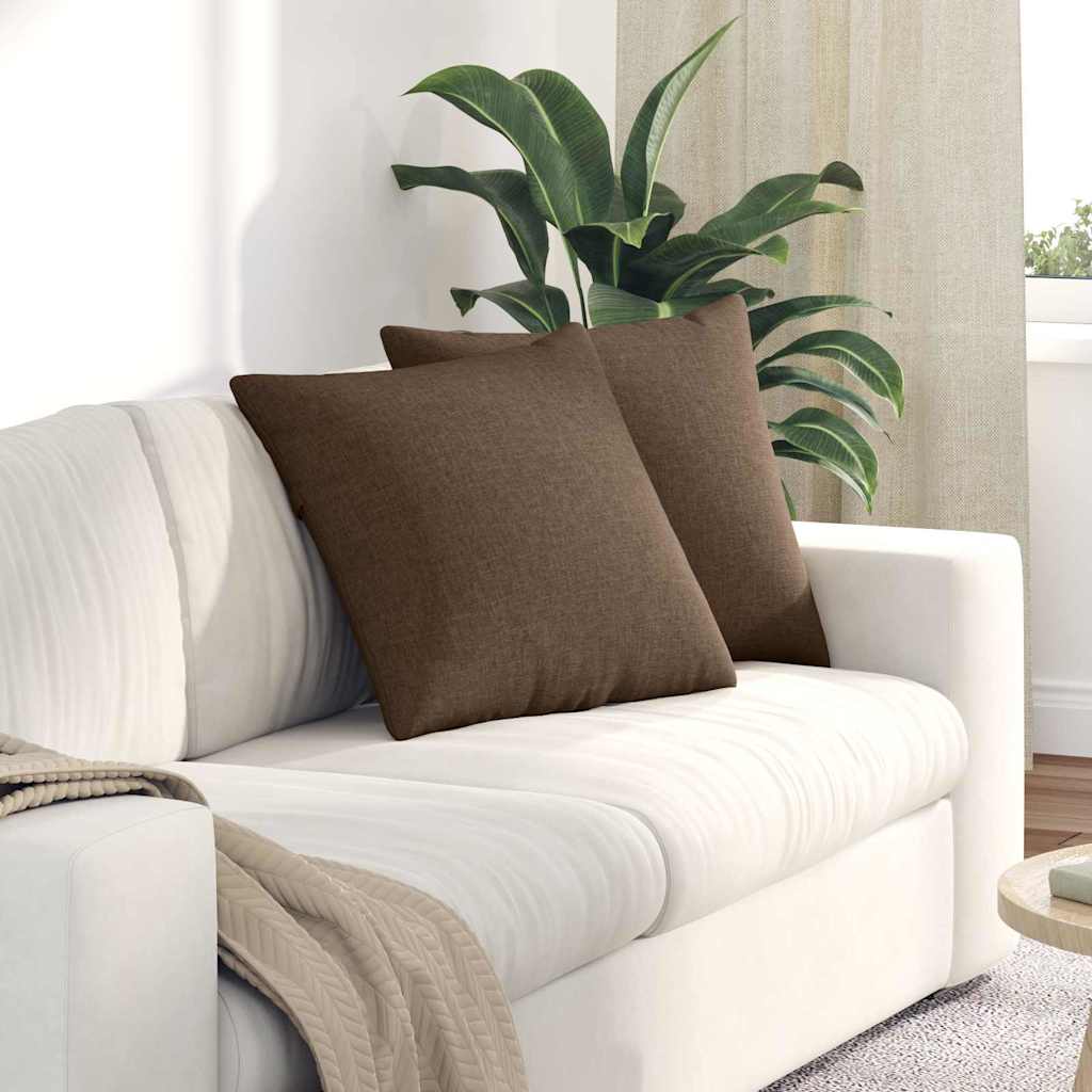 Cuscini da Divano 2 pcs Marrone 50 x 50 cm Tessuto | homemem39