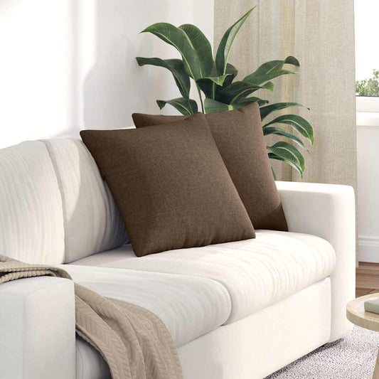 Cuscini da Divano 2 pcs Marrone 50 x 50 cm Tessuto | homemem39