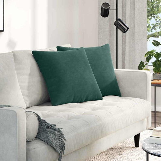 Cuscini da Divano 2 pcs Verde Scuro 50 x 50 cm Tessuto in Cords | homemem39