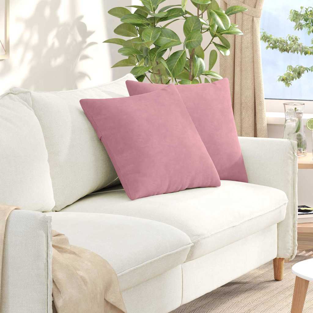 Cuscini da Divano 2 pcs Rosa 50 x 50 cm Tessuto in Cords | homemem39